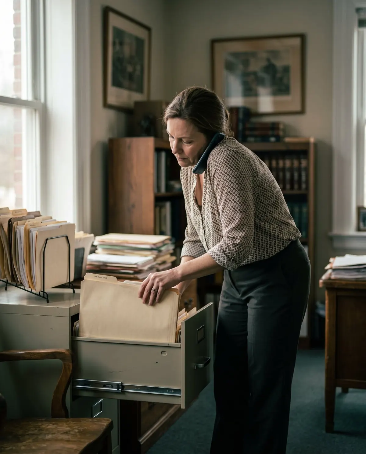 A paralegal working through a client file